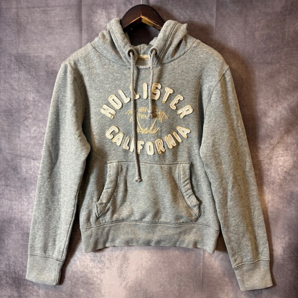 Vintage Y2K Hollister Gray Pullover Hoodie Women Small Palm Tree